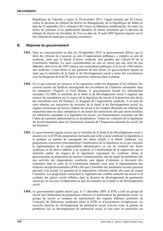 OIT : Rapports du Comité de la liberté Syndicale
