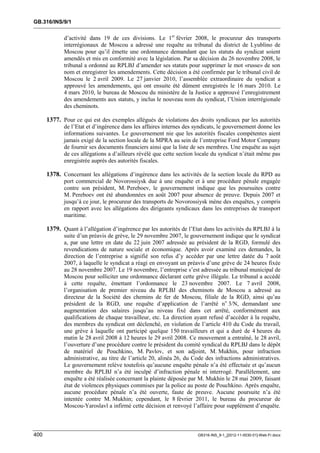 OIT : Rapports du Comité de la liberté Syndicale