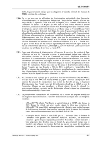 OIT : Rapports du Comité de la liberté Syndicale