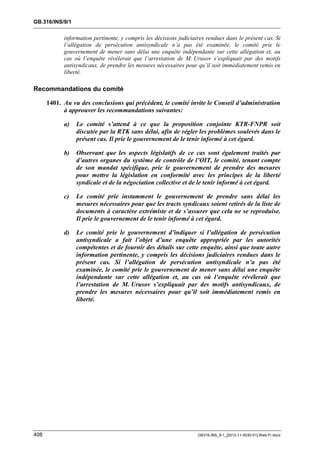 OIT : Rapports du Comité de la liberté Syndicale