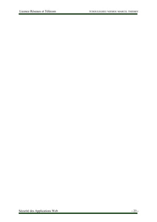 Licence Réseaux et Télécom TCHOULEGHEU NJEMOU MARCEL THIERRY
Sécurité des Applications Web - 23 -
 