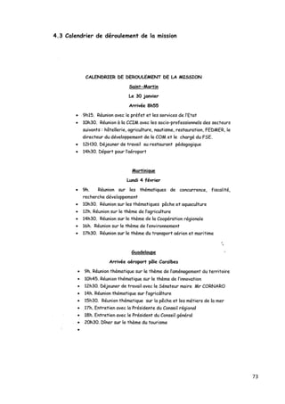 73	
  
	
  
4.3 Calendrier de déroulement de la mission
 