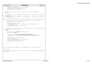 18 jun 03 17:55 instrument.c Page 13/13 
nouveau−>nbLecture = 0; 
nouveau−>derniereEcriture = instCourante; 
nouveau−>suivant = adresseInitiale; 
adresseInitiale = nouveau; 
} 
} 
/* Cas général d’insertion d’un élément dans la liste chainée */ 
else 
{ 
/* On parcours la liste chainée jusqu’a trouver l’endroit ou il faut insér 
er la donnée */ 
while(tmp−>suivant != NULL && adresseMemoire >= tmp−>suivant−>adresse) t 
mp = tmp−>suivant; 
/* Si l’adresse mémoire à déjà était accédée par le passé, on modifie le p 
ointeur sur 
l’instruction qui a écrit dernièrement dans cette zone mémoire */ 
if(tmp−>adresse == adresseMemoire) 
{ 
if(tmp−>nbLecture == 0) 
valeursMortes[(tmp−>derniereEcriture)−>numeroDynamique]−−; 
tmp−>nbLecture = 0; 
tmp−>derniereEcriture = instCourante; 
} 
/* Sinon, on créé une nouvelle cellule représentant cette zone mémoire et 
on l’insère dans la liste chainée */ 
else 
{ 
nouveau = malloc(sizeof(elementMemoire)); 
if(nouveau == NULL) 
{ 
fprintf(stderr,"Taille mémoire maximale allouable dépassée !! "); 
fprintf(stderr,"(fonction ecritureMemoireOctet dans le fichier instrument.c)n"); 
exit(10); 
} 
nouveau−>adresse = adresseMemoire; 
nouveau−>nbLecture = 0; 
nouveau−>derniereEcriture = instCourante; 
nouveau−>suivant = tmp−>suivant; 
tmp−>suivant = nouveau; 
} 
} 
} 
} 
void instrumentationSortieMemoire(int adresseMemoire, int nbOctetsEcrits) 
{ 
int offset; 
for(offset=0; offset<nbOctetsEcrits; offset++) ecritureMemoireOctet(adresseMem 
oire+offset); 
} 
Imprimé par Benjamin Vidal 
mercredi 18 juin 2003 instrument.c 21/37 
 