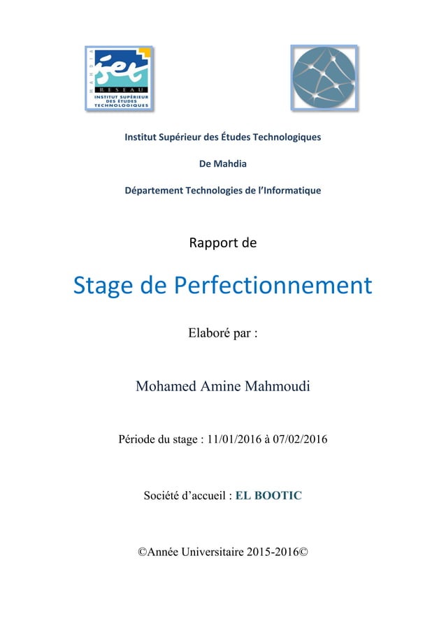 Rapport de stage de perfectionnement  Mahmoudi Mohamed Amine
