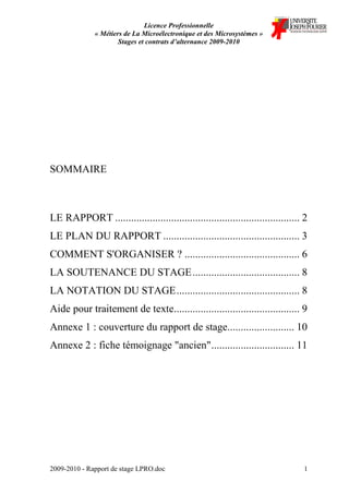 Rapport Stage Lpro
