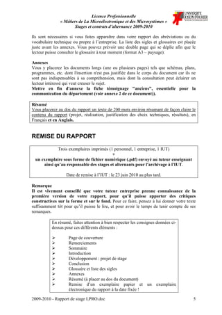Rapport stage lpro