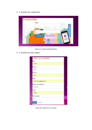  L’interface de s’authentifier
Figure 27 : Page d'authentification
 L’interface de créer compte
Figure 28 : Page de créer compte
 