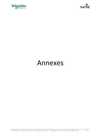 CAN PACK – Analyse de la qualité de l’énergie électrique – Campagne de mesure du 03 au 31 Mars 2014 27
Annexes
 