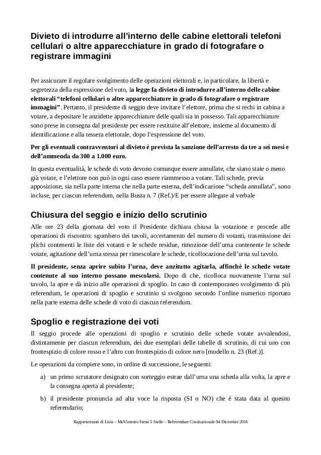 Corso Per Rappresentanti Di Lista Referendum Costituzionale 4 Dicem