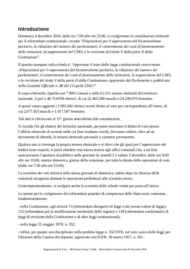 Corso per rappresentanti di lista referendum for Lista parlamentari Corso per rappresentanti di lista referendum for Lista parlamentari
