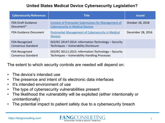 Medical Device Cybersecurity : A Regulatory Perspective | PDF ...