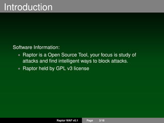 Raptor Examples Application Raptor web application firewall | PDF