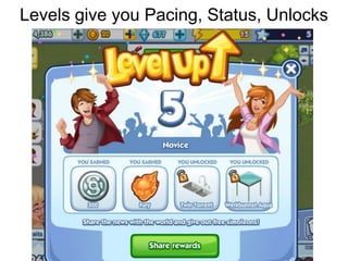 Levels give you Pacing, Status, Unlocks