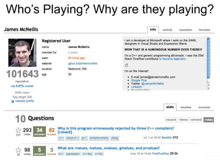 Who’s Playing? Why are they playing?