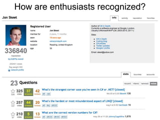How are enthusiasts recognized?