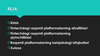 Raqamli Platformalar Taxlili Va Ishlatilishj Pptx
