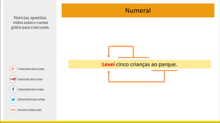 Numeral
Levei cinco crianças ao parque.
 