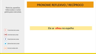 Ele se olhou no espelho
PRONOME REFLEXIVO / RECÍPROCO
 