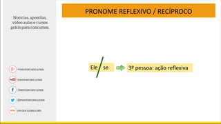 Ele se 3º pessoa: ação reflexiva
PRONOME REFLEXIVO / RECÍPROCO
 