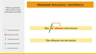 Eles se olharam com ternura
Eles olharam uns aos outros.
PRONOME REFLEXIVO / RECÍPROCO
 