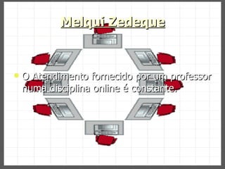 Melqui Zedeque O Atendimento fornecido por um professor numa disciplina online é constante. 
