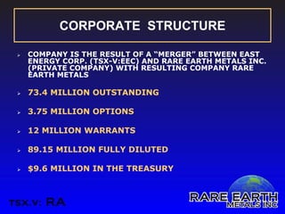 Corporate Presentation: Rare Earth Metals Inc. (TSXv: RA) | PDF