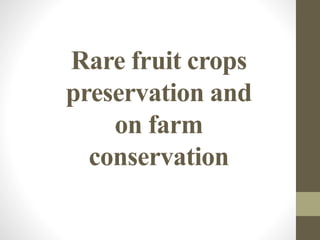 Rare fruit crops
preservation and
on farm
conservation
 