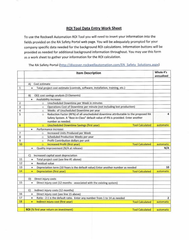 Printables Roi Worksheet ra roi worksheet tool data entry work sheet to use the rockwell automation roitool you will need to