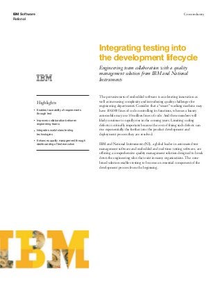 Integrating testing into the development lifecycle