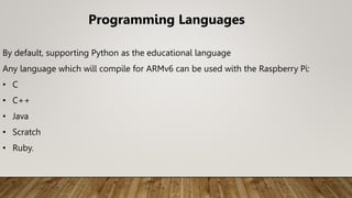 Raspberry pi. mini computer networks science ppt | PPTX
