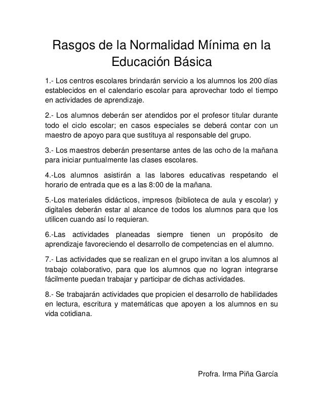 Rasgos de la normalidad mínima