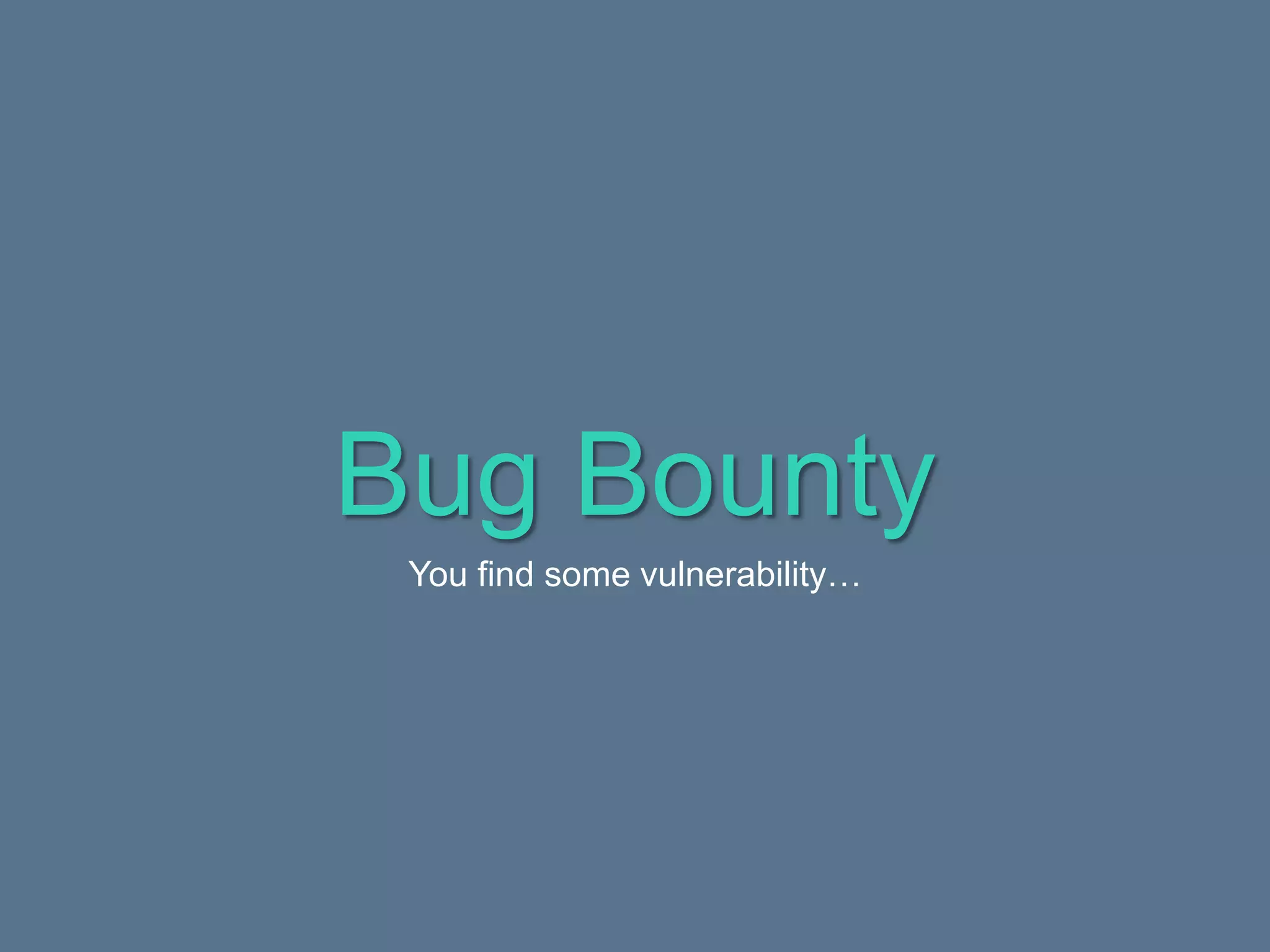 Bug Bounty
You find some vulnerability…
 