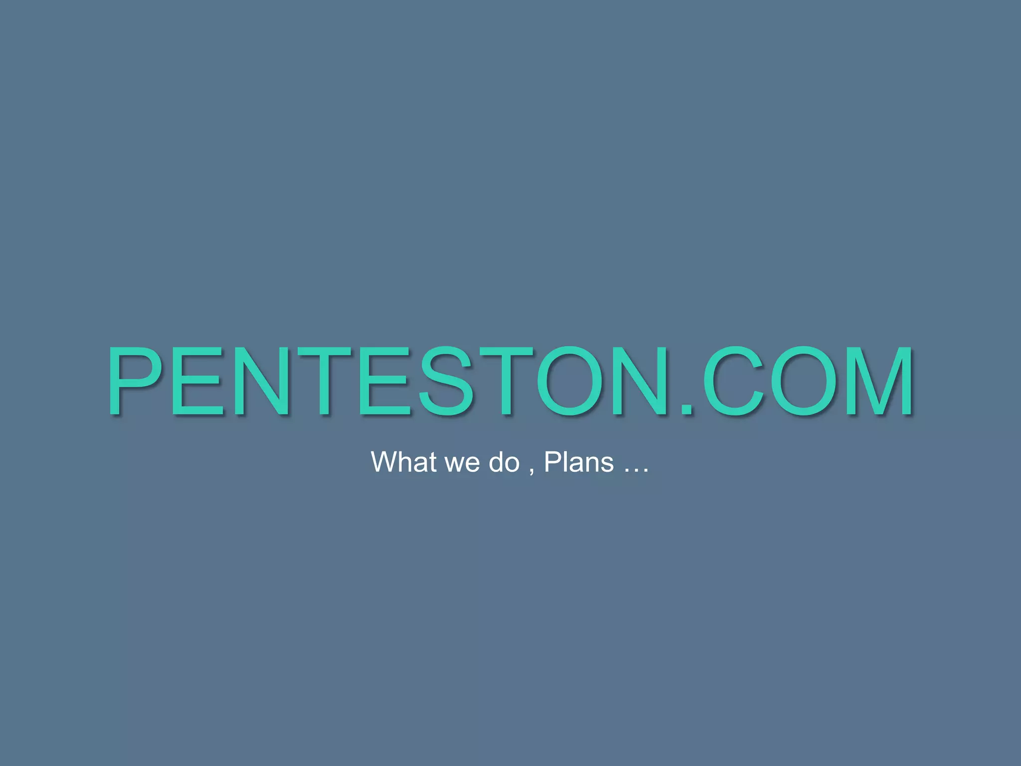 PENTESTON.COM
What we do , Plans …
 