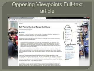 Searching Opposing ViewpointsType in the search term on the front page