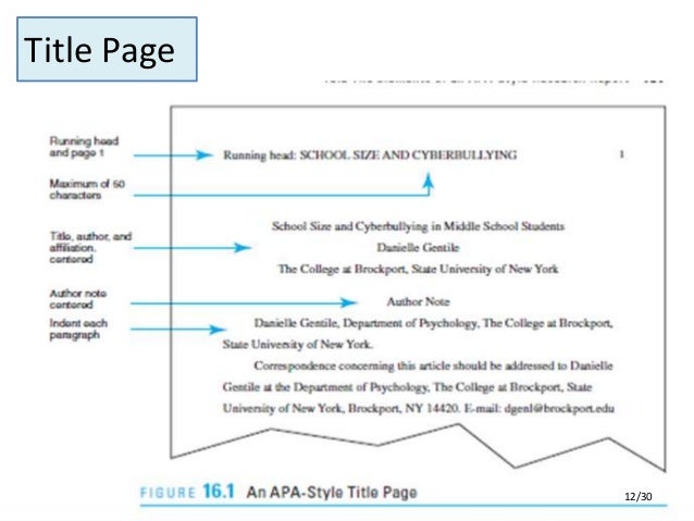 Title page on a research paper