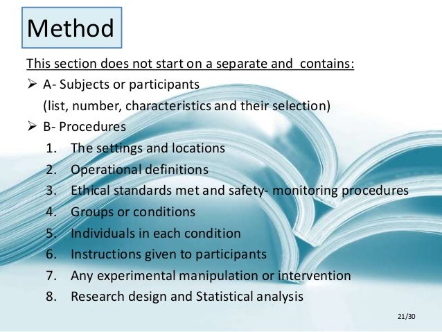 Apa research paper methods section