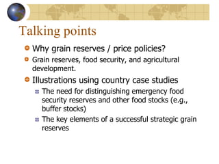 Strategic Grain Reserves Food Prices Stabilization in Africa 