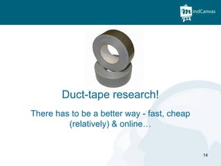 Duct-tape research! There has to be a better way - fast, cheap (relatively) & online… 