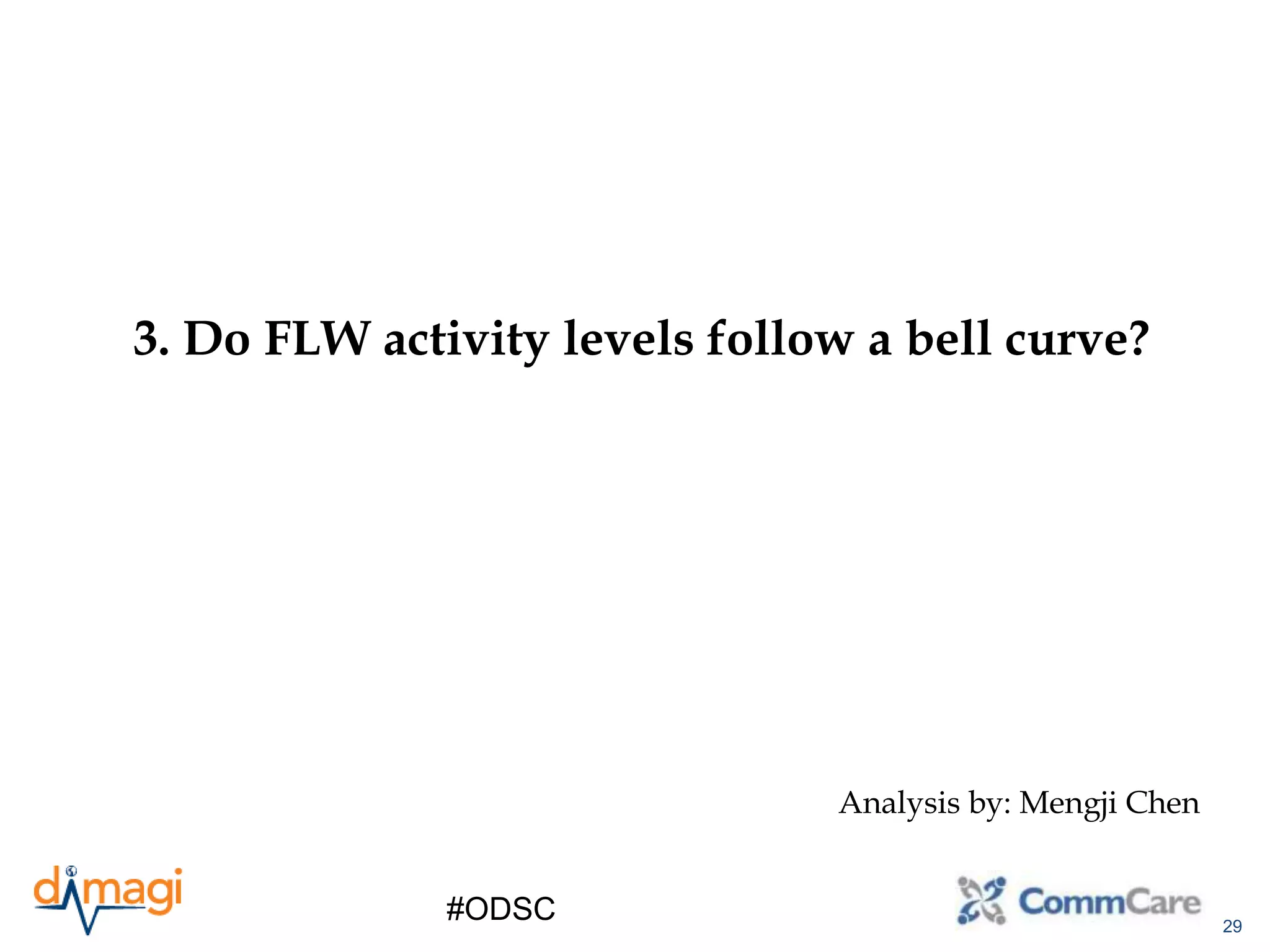 29
#ODSC
3. Do FLW activity levels follow a bell curve?
Analysis by: Mengji Chen
 