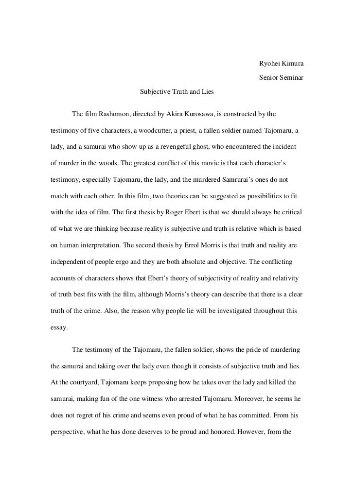 FREE Rashomon Essay rashomon essay