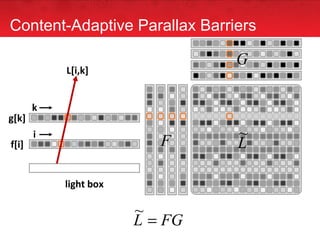 f[i] g[k] L[i,k] light box ` Content-Adaptive Parallax Barriers k i 