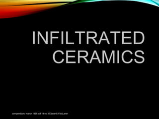 INFILTRATED
CERAMICS

compendium/ march 1998 vol 19 no 3 Edward A McLaren

 
