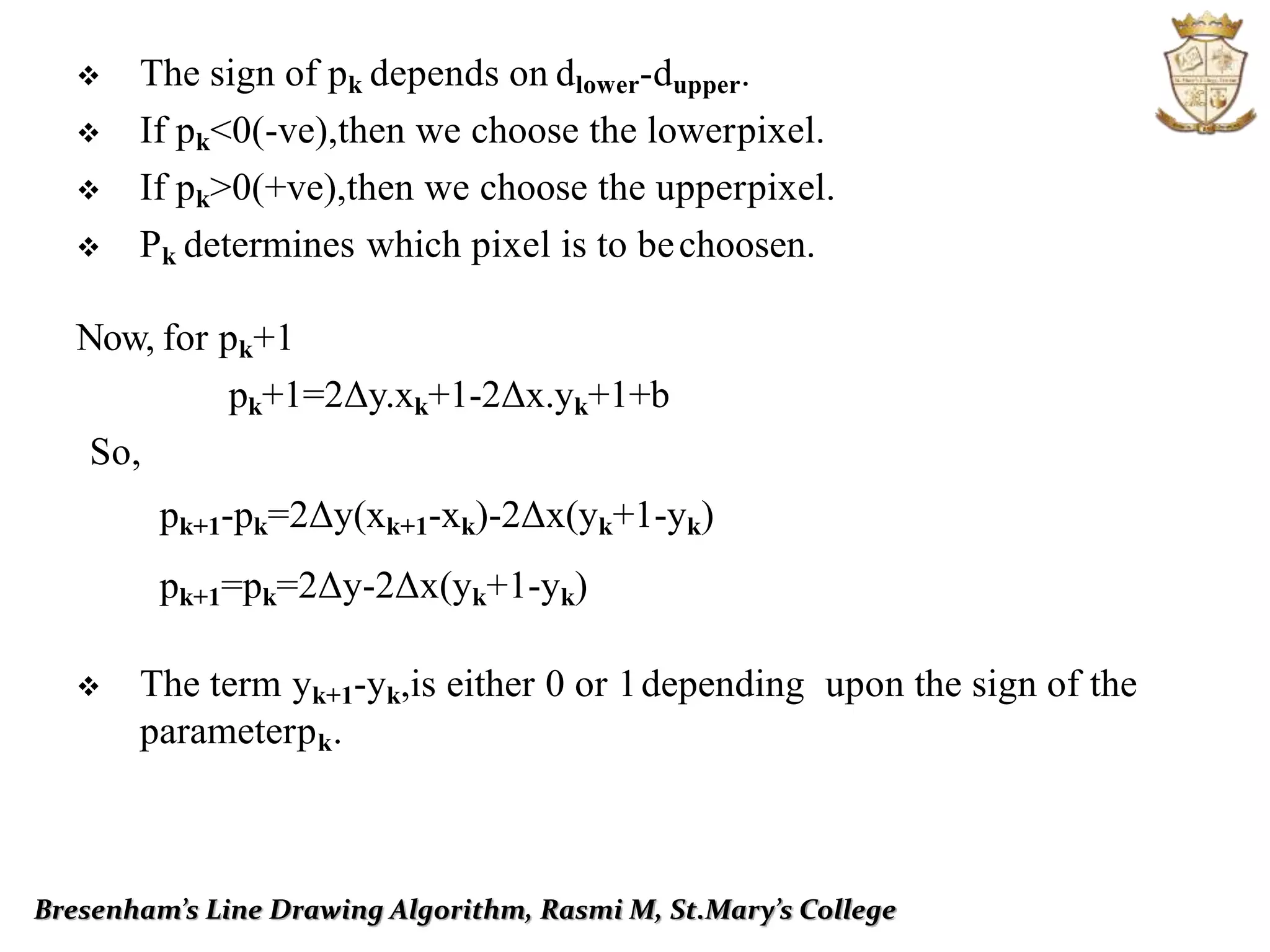 BRESENHAM’S LINE DRAWING ALGORITHM | PPTX