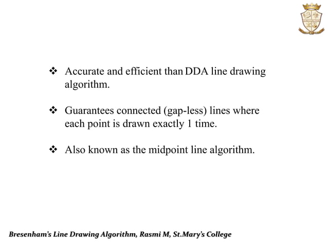 BRESENHAM’S LINE DRAWING ALGORITHM | PPTX