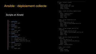 Scripts et Xinetd
Ansible : déploiement collecte
 