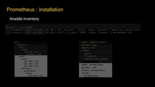 Ansible inventory
Prometheus : installation
 
