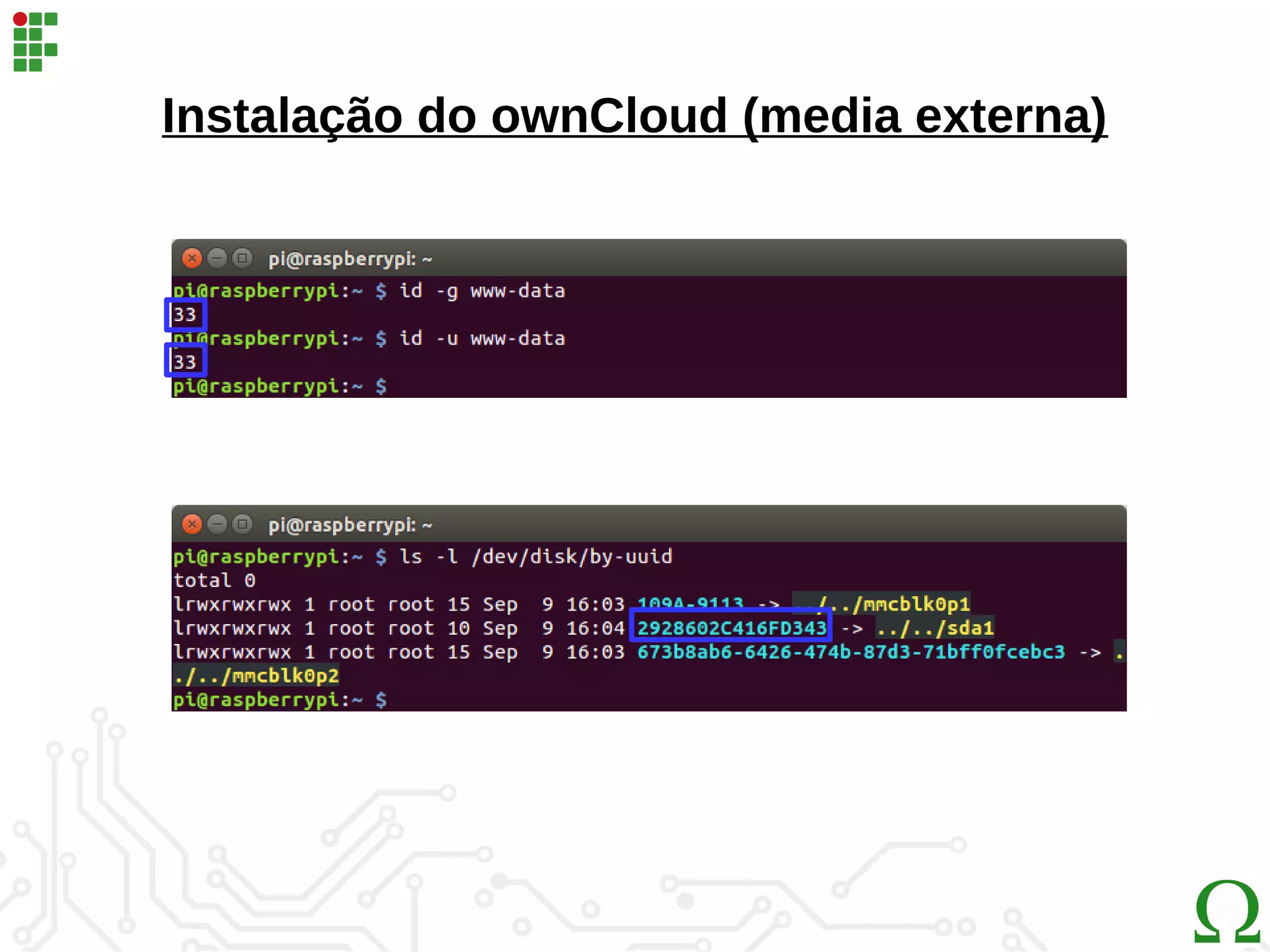 Instalação do ownCloud (media externa)
 