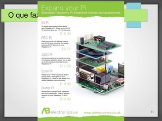 31
O que fazer com o Raspberry Pi?
 