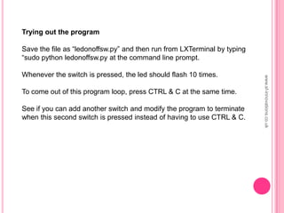 Raspberry Pi Using Python | PPT | Free Download