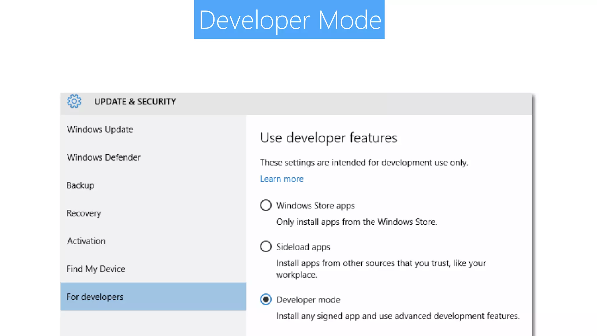 Developer Mode 